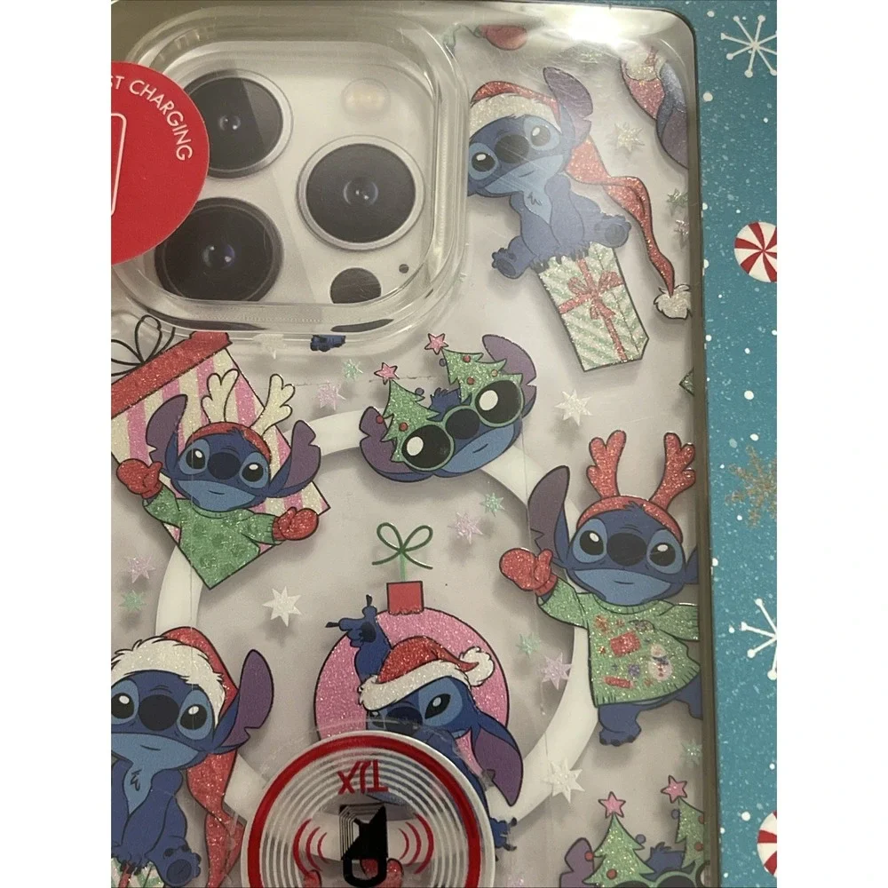 NIB Disney Stitch Christmas Present Santa Phone Apple iPhone Case 16 Pro‎ Max
